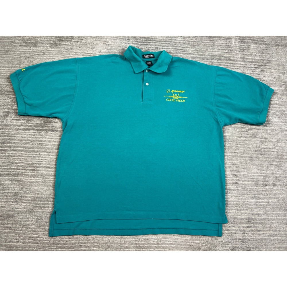 Jonathan Corey Polo Shirt Mens XXL Teal Boeing Cecil Field Short Sleeve Vintage